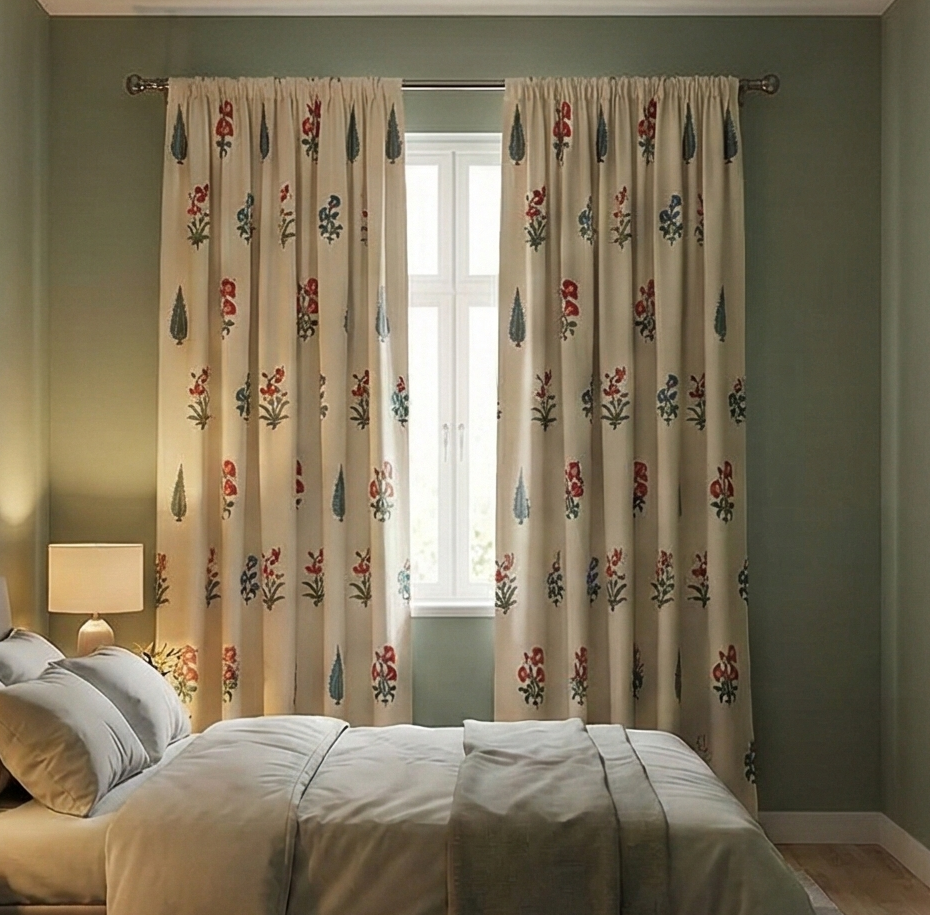 100% Cotton, room darkening ethnic curtains, Pack of 1 Curtain