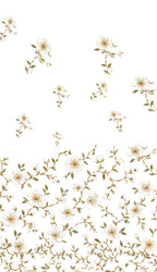 Linen Sheer - Gold and Green Floral Print - Pack Of 1 Curtain