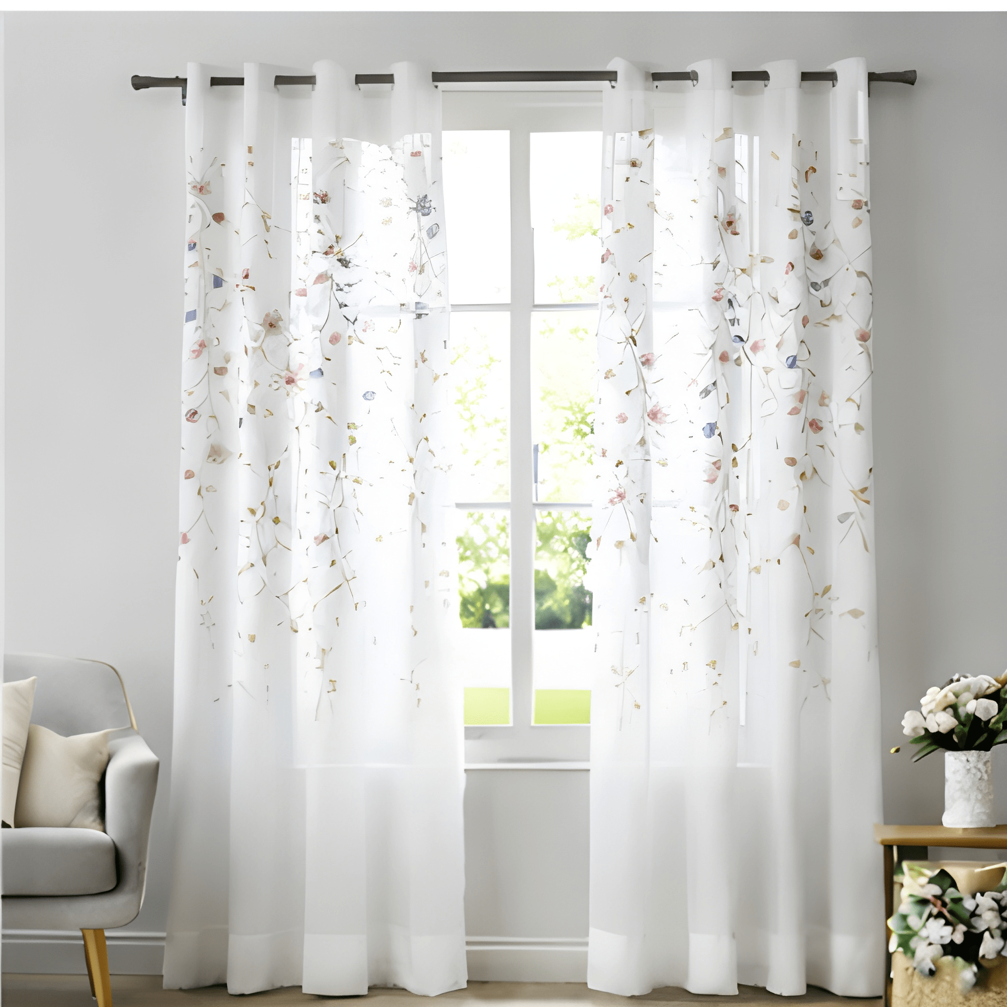 buy floral patterned sheer curtains 