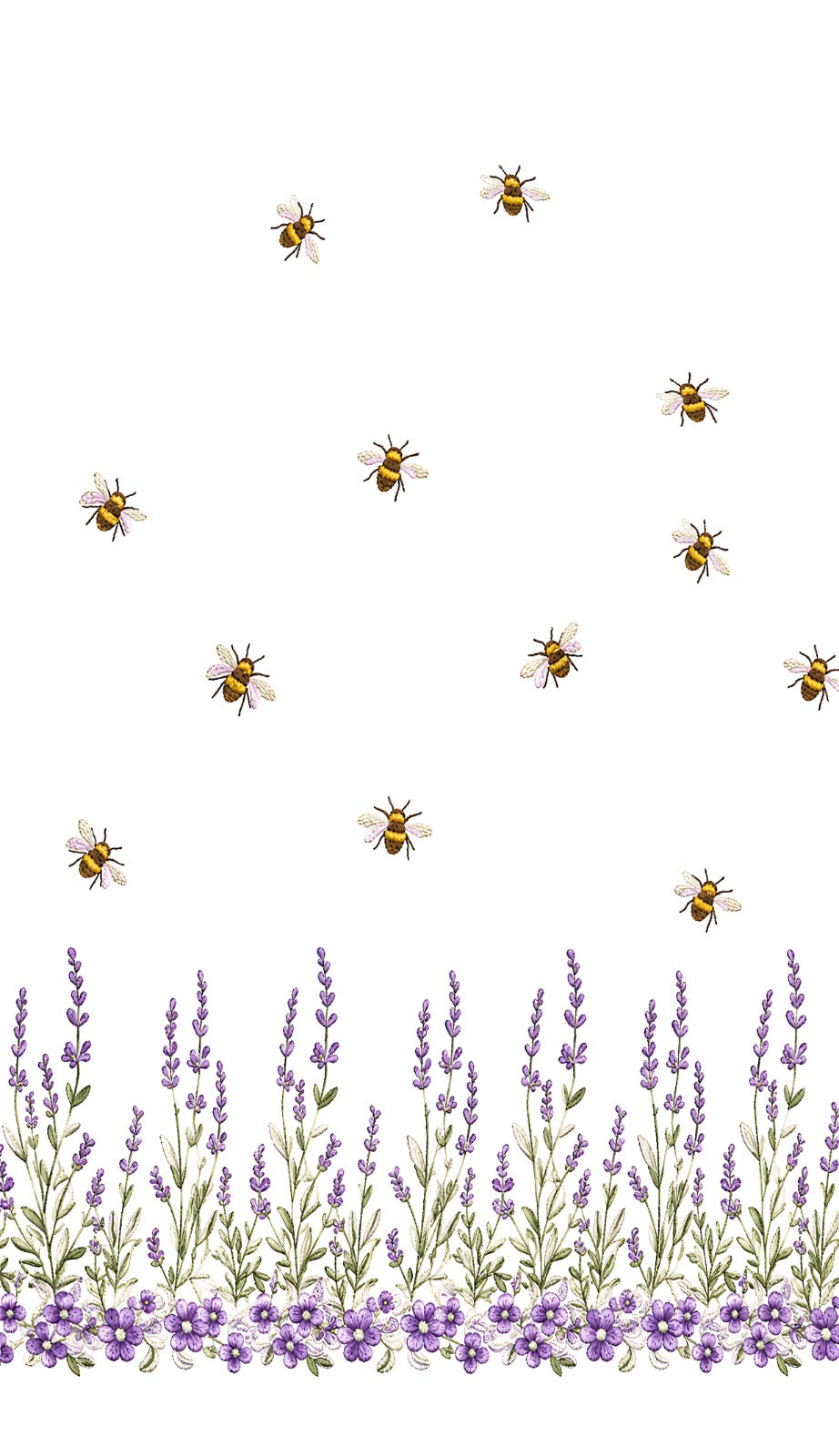 Linen Sheer - Bee Designs Lavendar Flower Print - Pack Of 1 Curtain