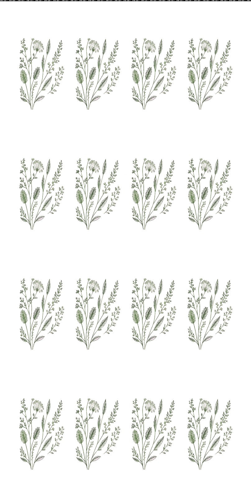 Linen Sheer - Green Herbs & Stems Print  - Pack Of 1 Curtain