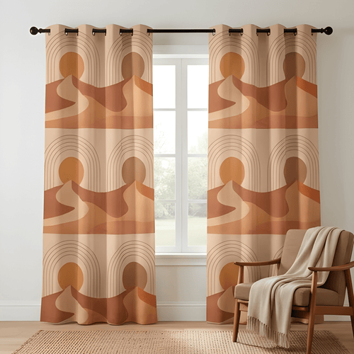 buy geometric printed curtains angular line style