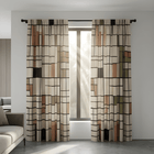 Contemporary Geometric Pattern Curtain  – Premium 100% Polyester - Pack Of 1 Curtain
