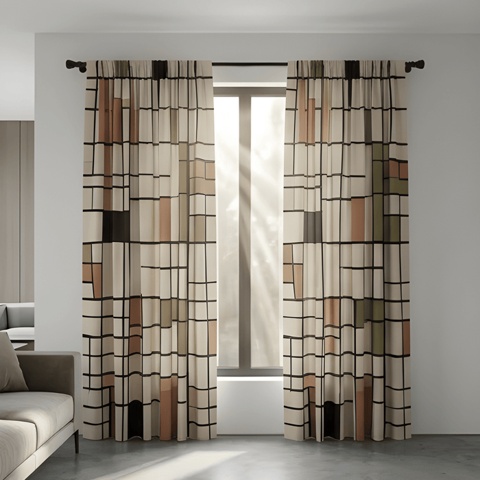 Contemporary Geometric Pattern Curtain  – Premium 100% Polyester - Pack Of 1 Curtain