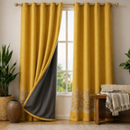 Cotton - Room darkening Floral Yellow Curtains - Pack of 1 Curtain