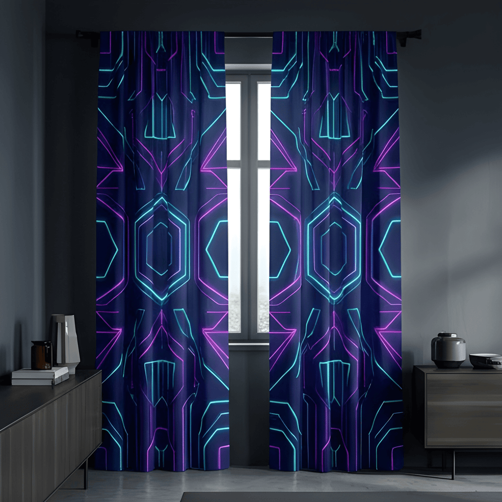 shop modern geometric curtains India wave design