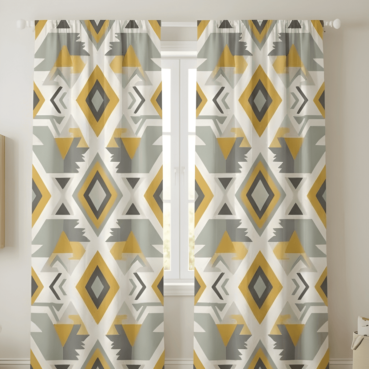 buy printed geometric curtains online