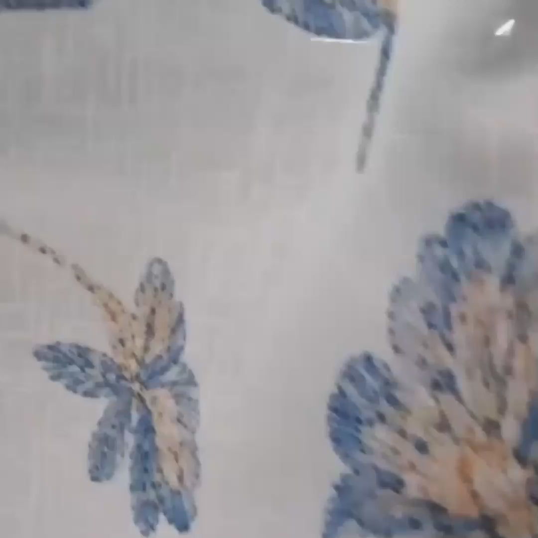 Linen Sheer - Blue Flower Print - Pack Of 1 Curtain