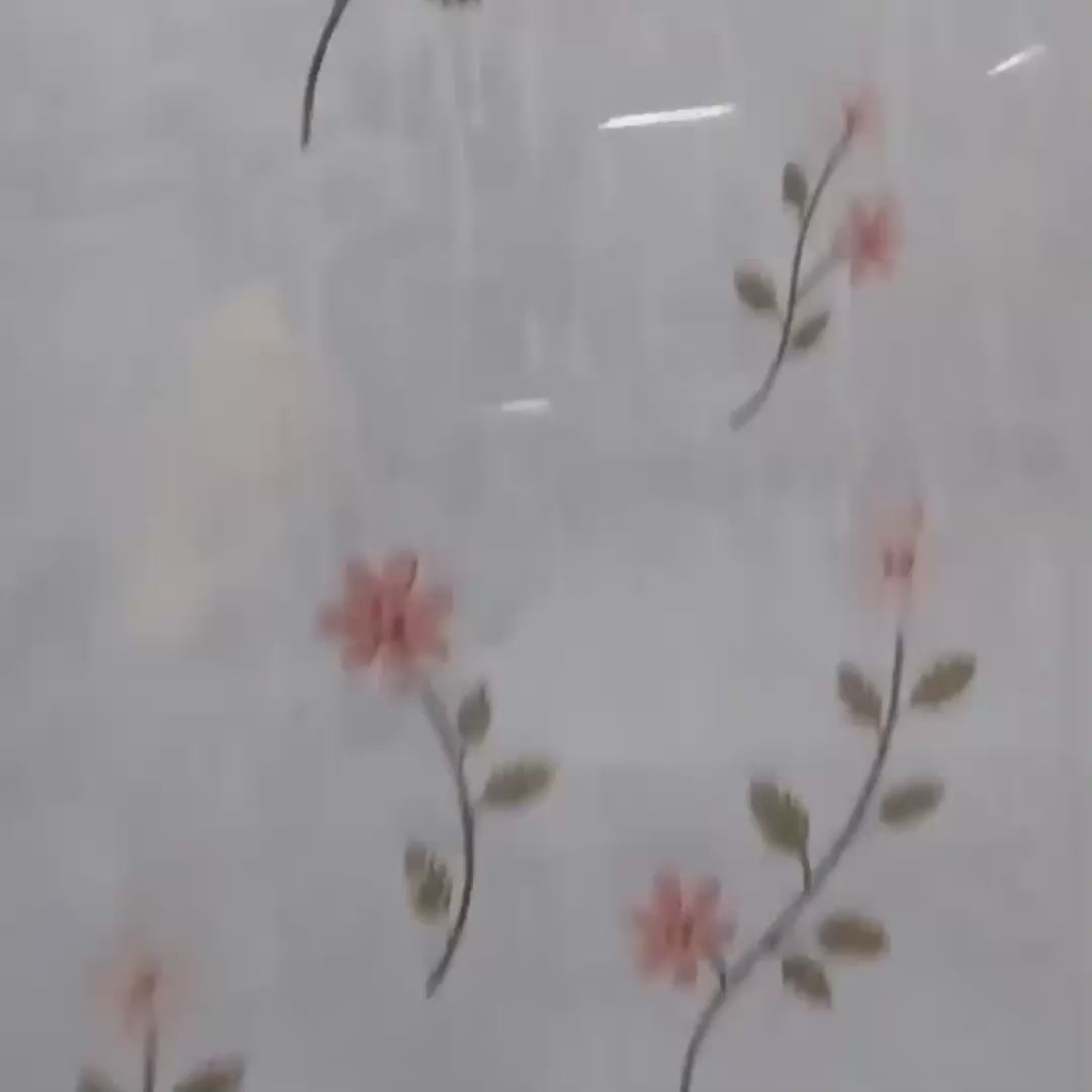 Linen Sheer -  Pink Small Flower Print - Pack Of 1 Curtain