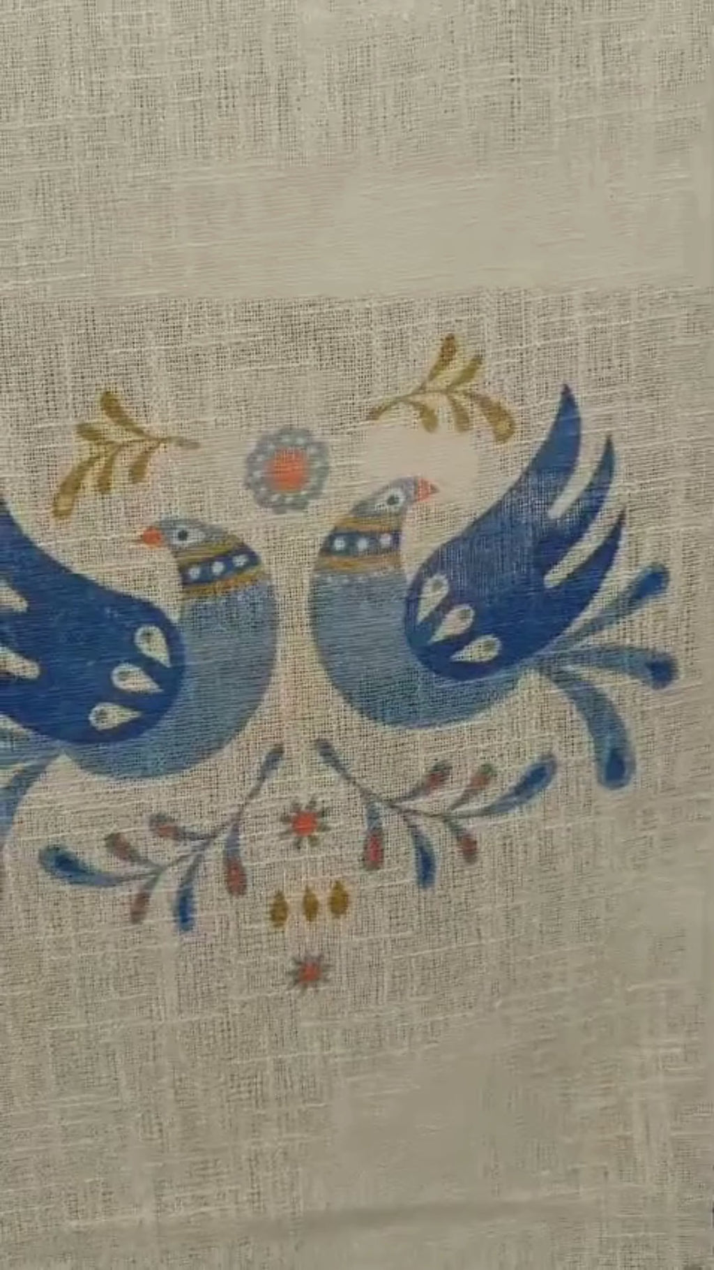 Linen Sheer -  Blue Small birds Print - Pack Of 1 Curtain