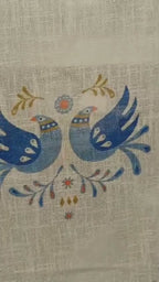 Linen Sheer -  Blue Small birds Print - Pack Of 1 Curtain