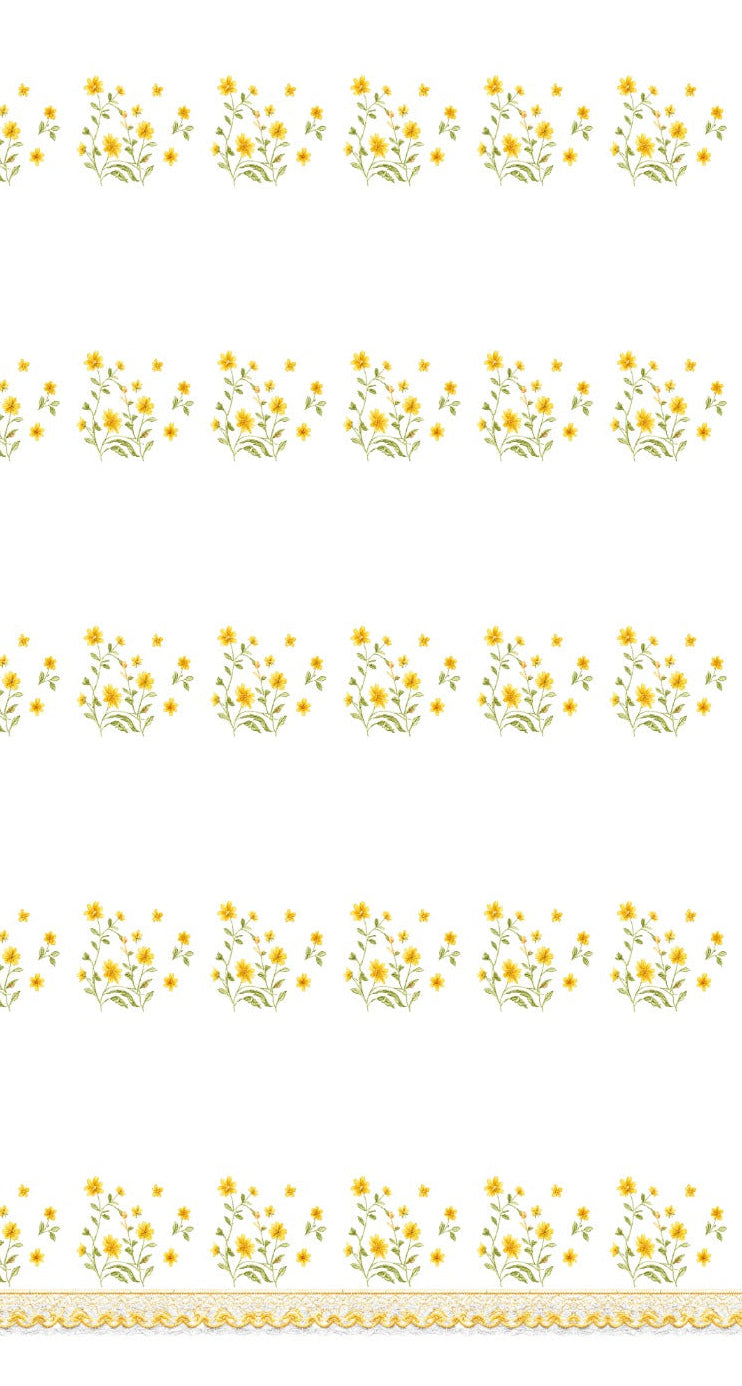 Linen Sheer - Yellow Floral Print - Pack Of 1 Curtain