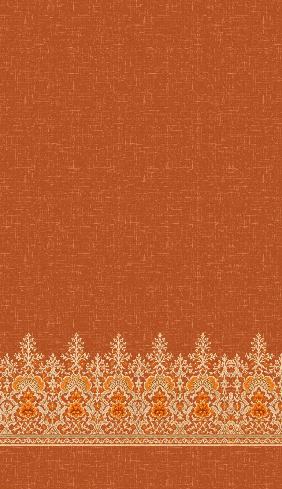 Cotton - Room Darkening Floral Orange Print Curtains - Pack of 1 Curtain