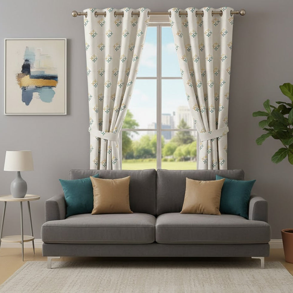 100% Cotton Curtains for Living Room, Bedroom curtains - Pack of 1 curtain