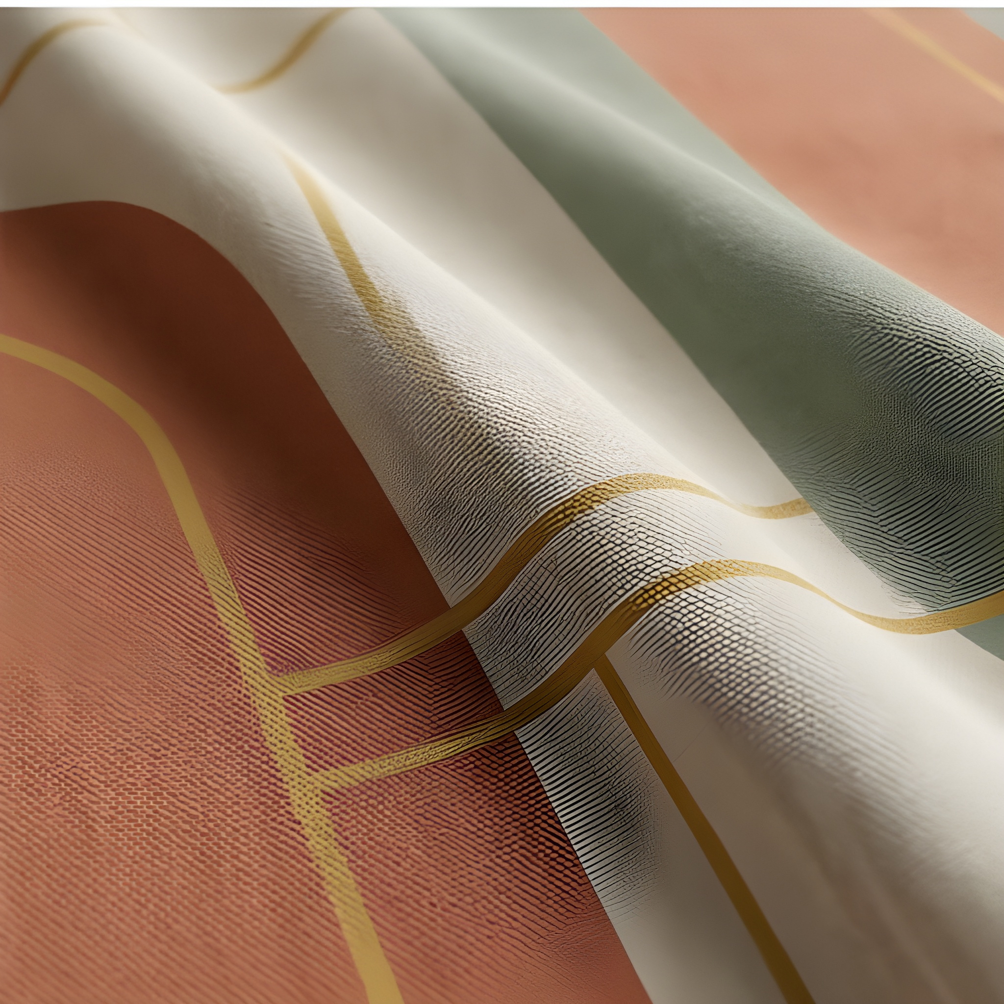 Close-up of fabric with geometric pattern in earthy tones