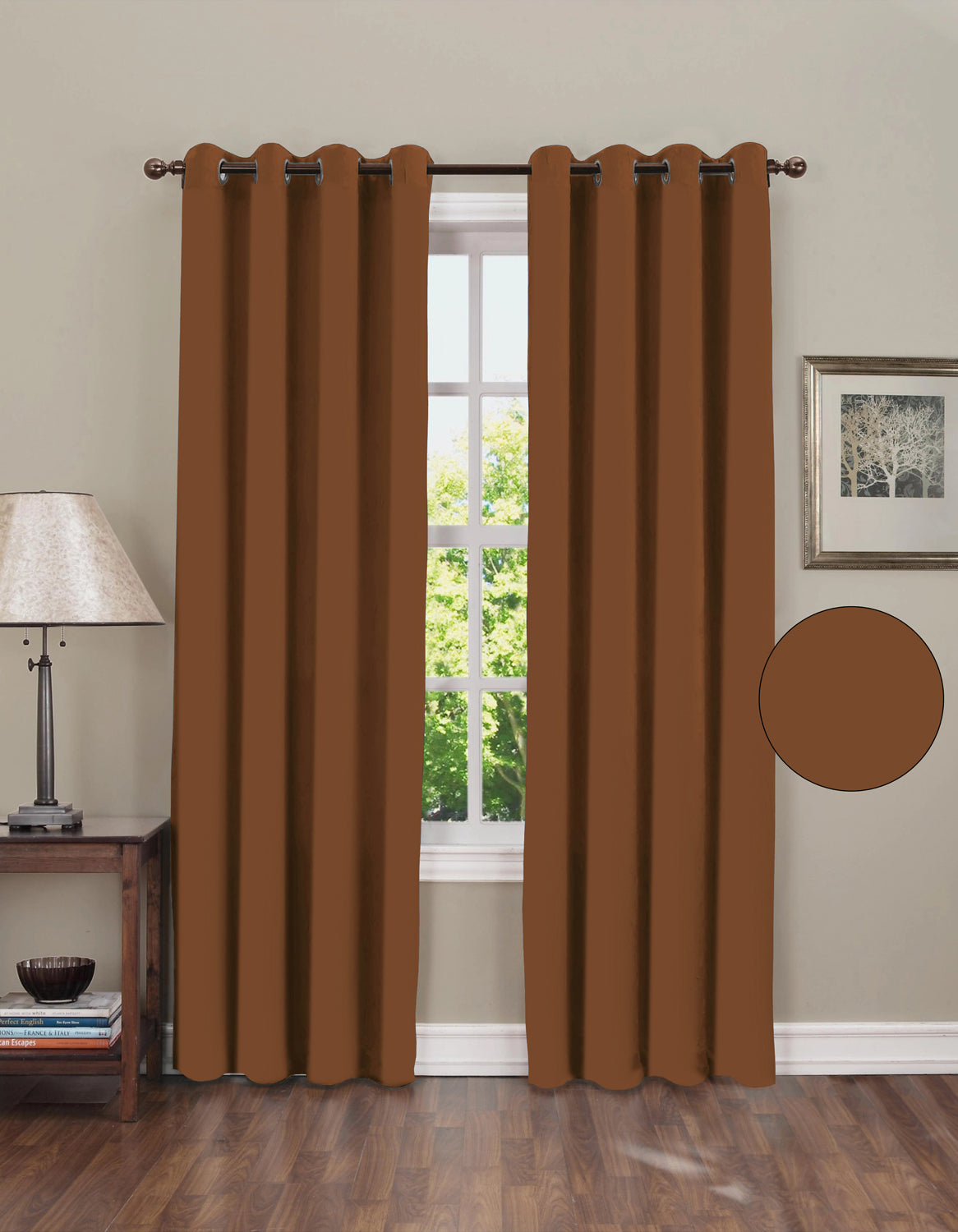Blackout Plain Curtain - Caramel Brown (Pack of 1)
