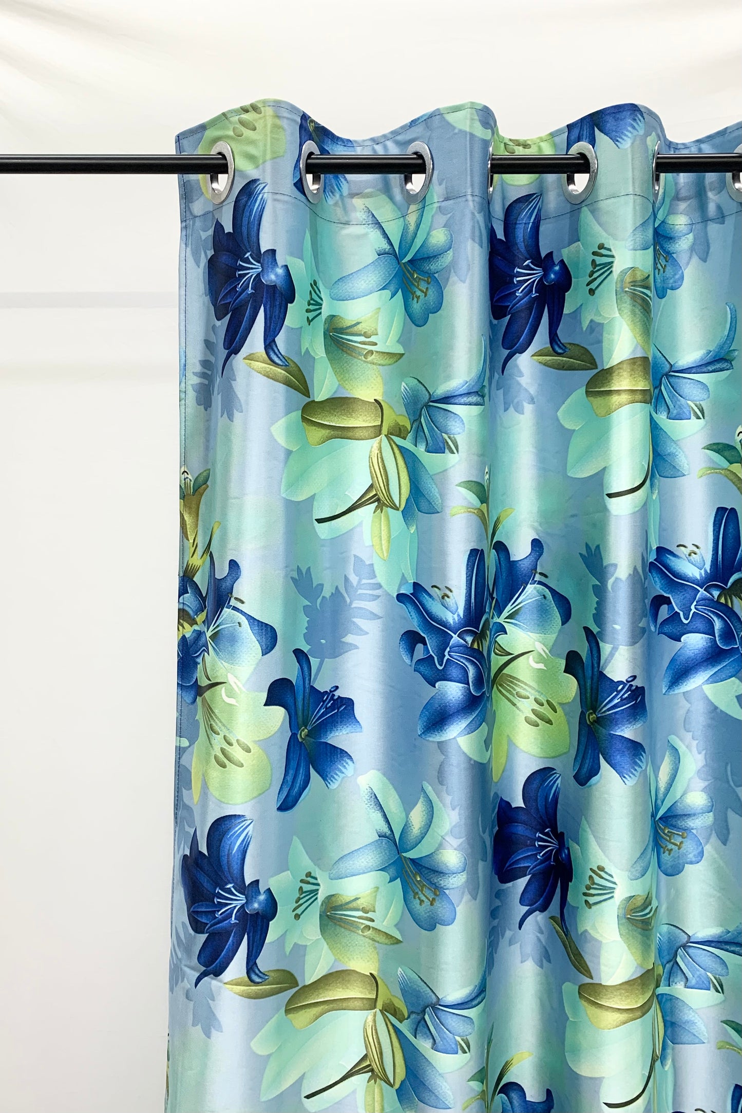 Swiss Orchid Printed Curtain - Blue - PARDEWALE.in