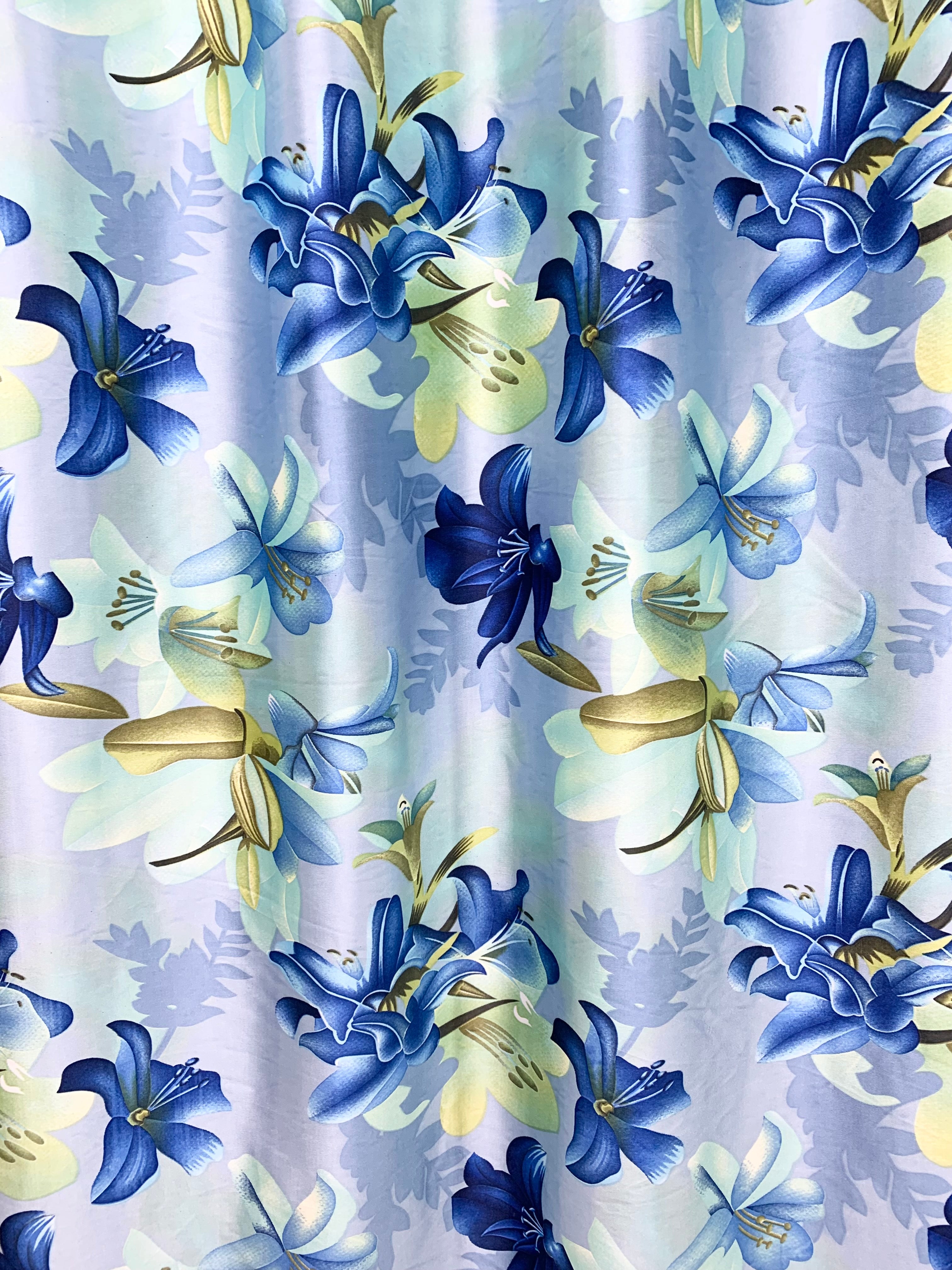 Swiss Orchid Printed Curtain - Blue - PARDEWALE.in