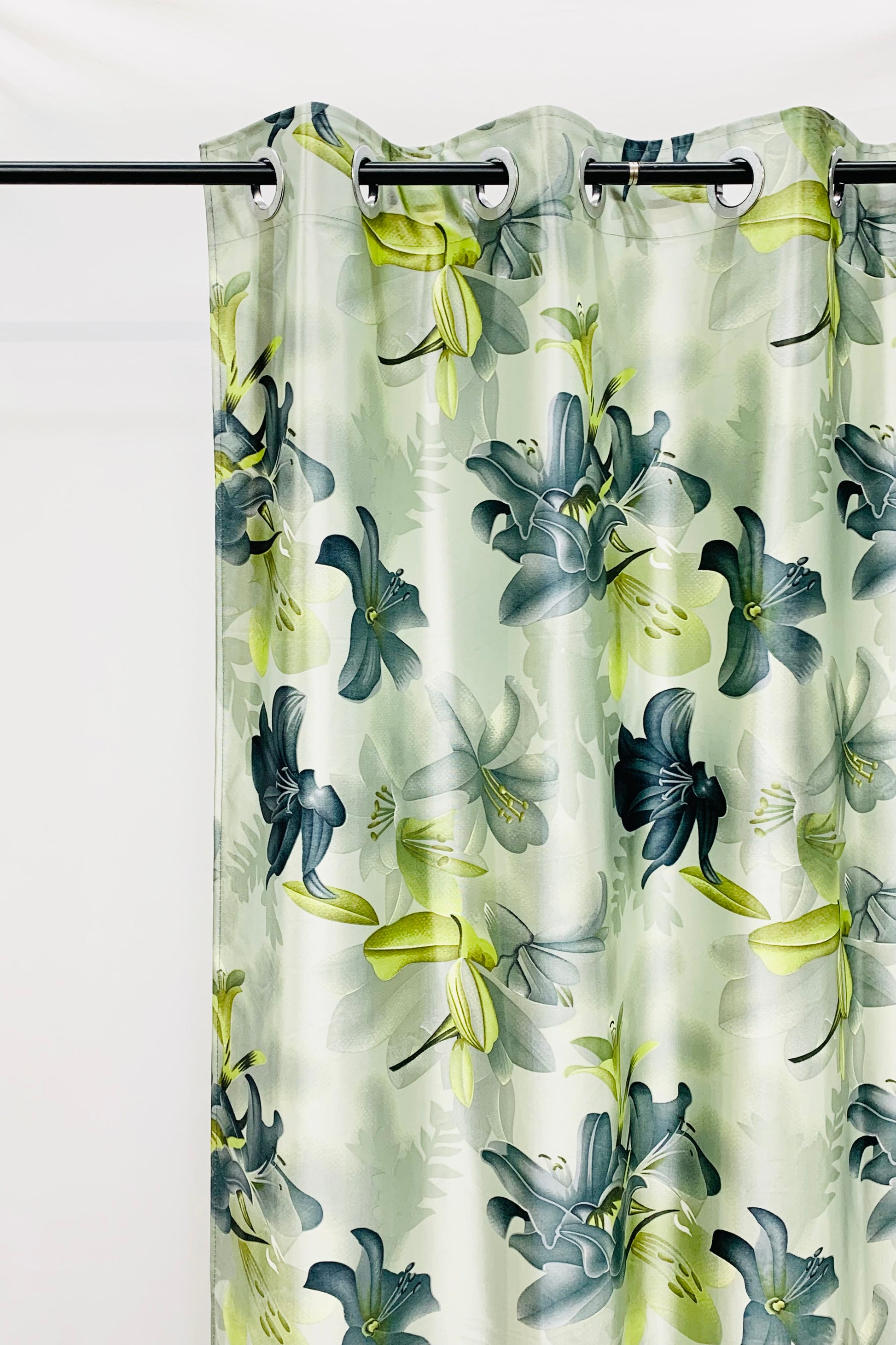 Swiss Orchid Printed Curtain - Grey - PARDEWALE.in