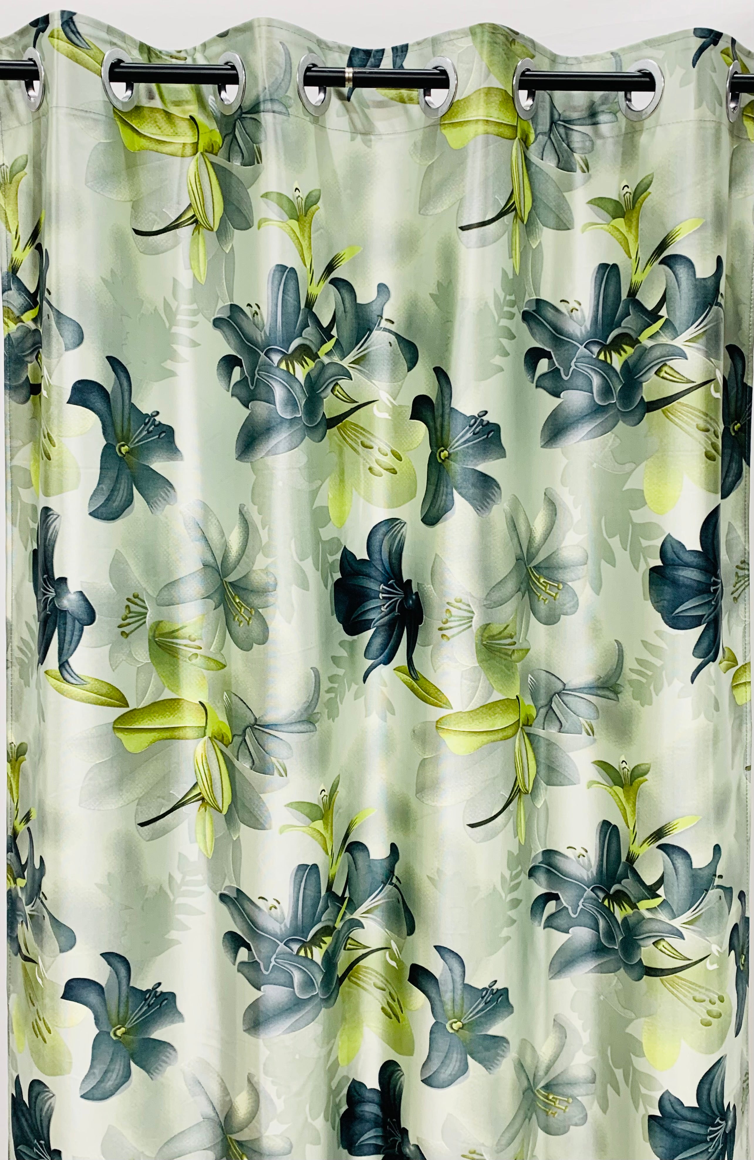 Swiss Orchid Printed Curtain - Grey - PARDEWALE.in