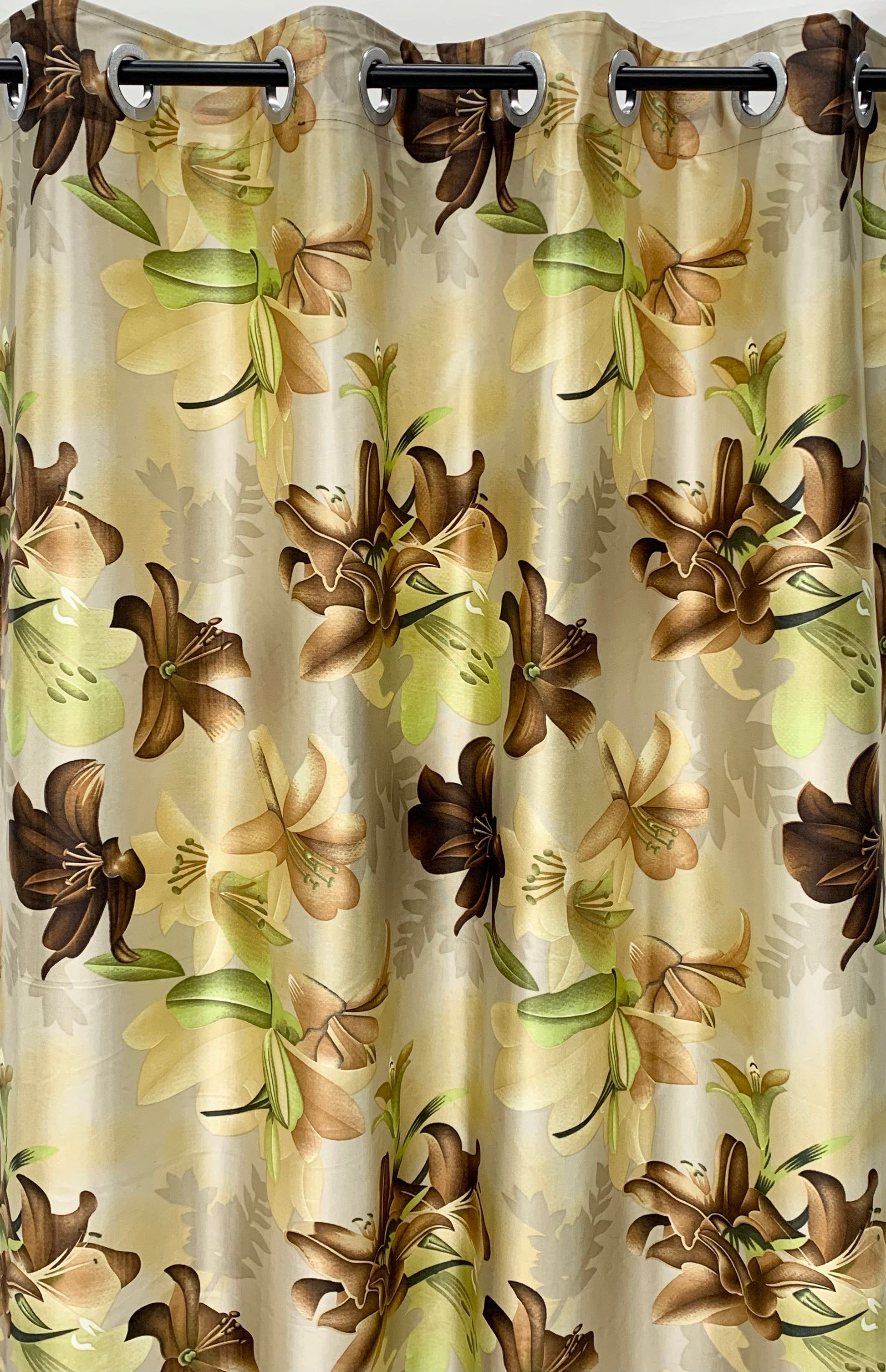 Swiss Orchid Printed Curtain - Coffee - PARDEWALE.in