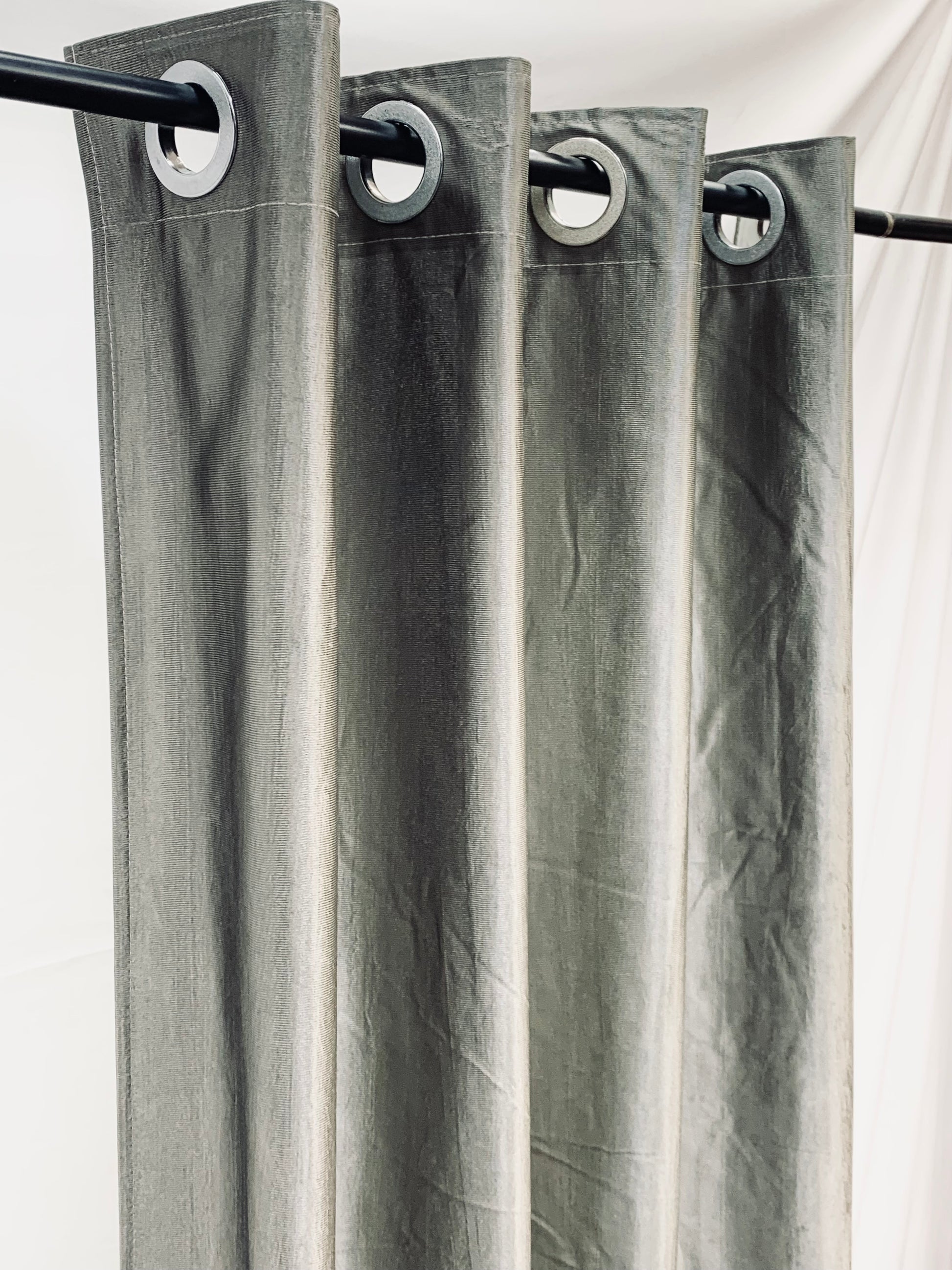 Long Crush Plain Curtain - Grey - PARDEWALE.in