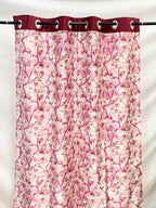 Swiss Printed Leaflets Curtain - Maroon - PARDEWALE.in