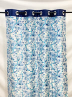 Swiss Printed Leaflets Curtain -Blue - PARDEWALE.in