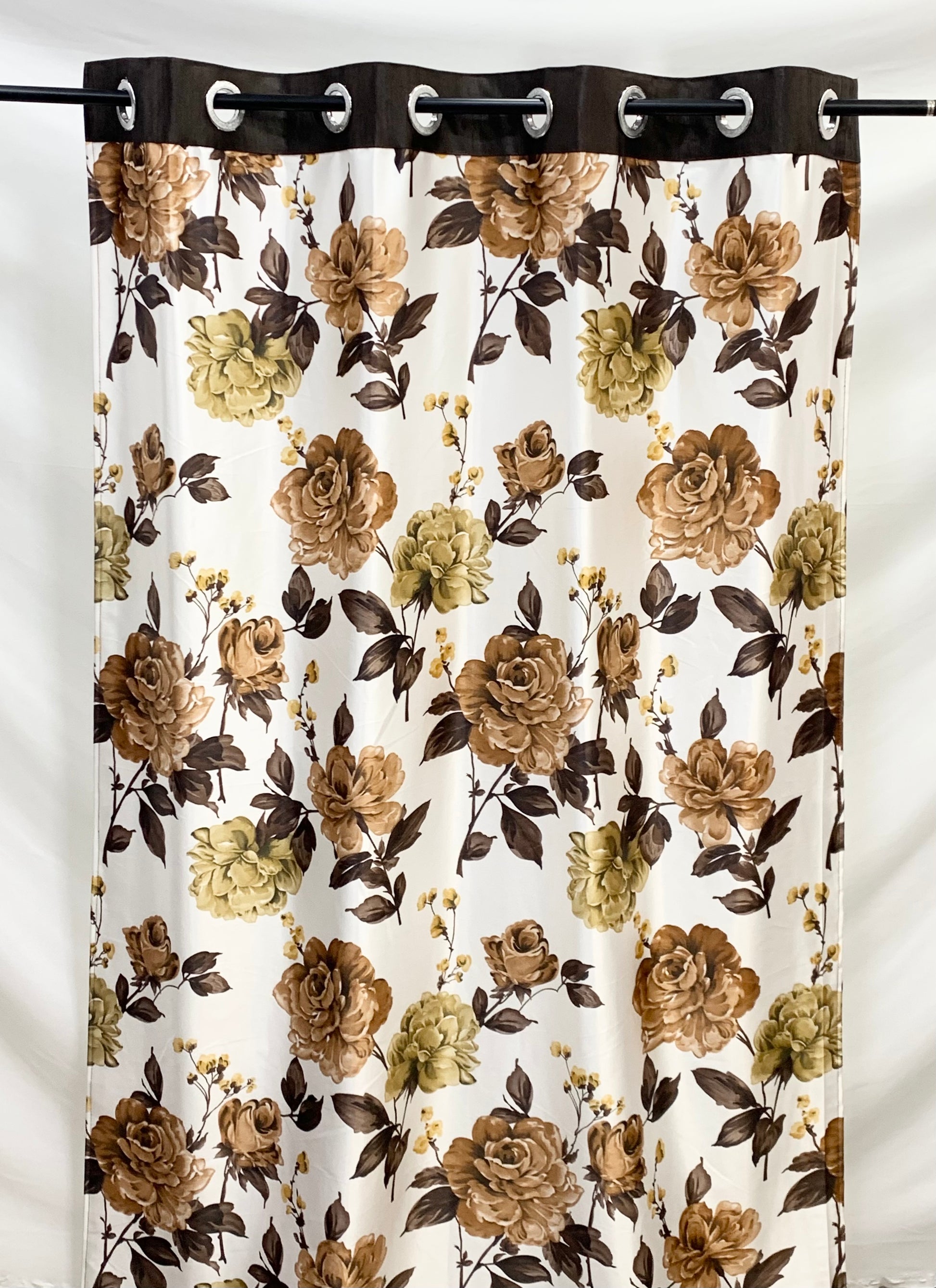Swiss Magnolia Printed Curtain - Coffee - PARDEWALE.in