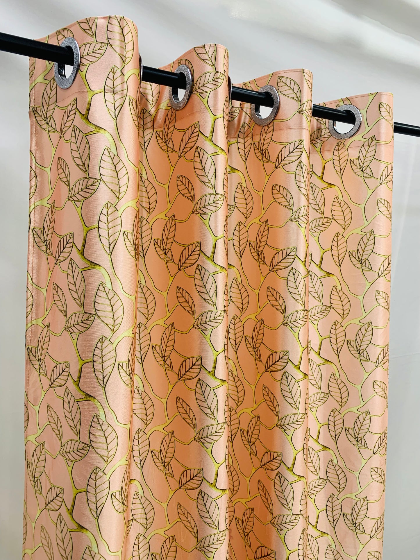 Leaves Print Curtain - Pastel Orange - PARDEWALE.in