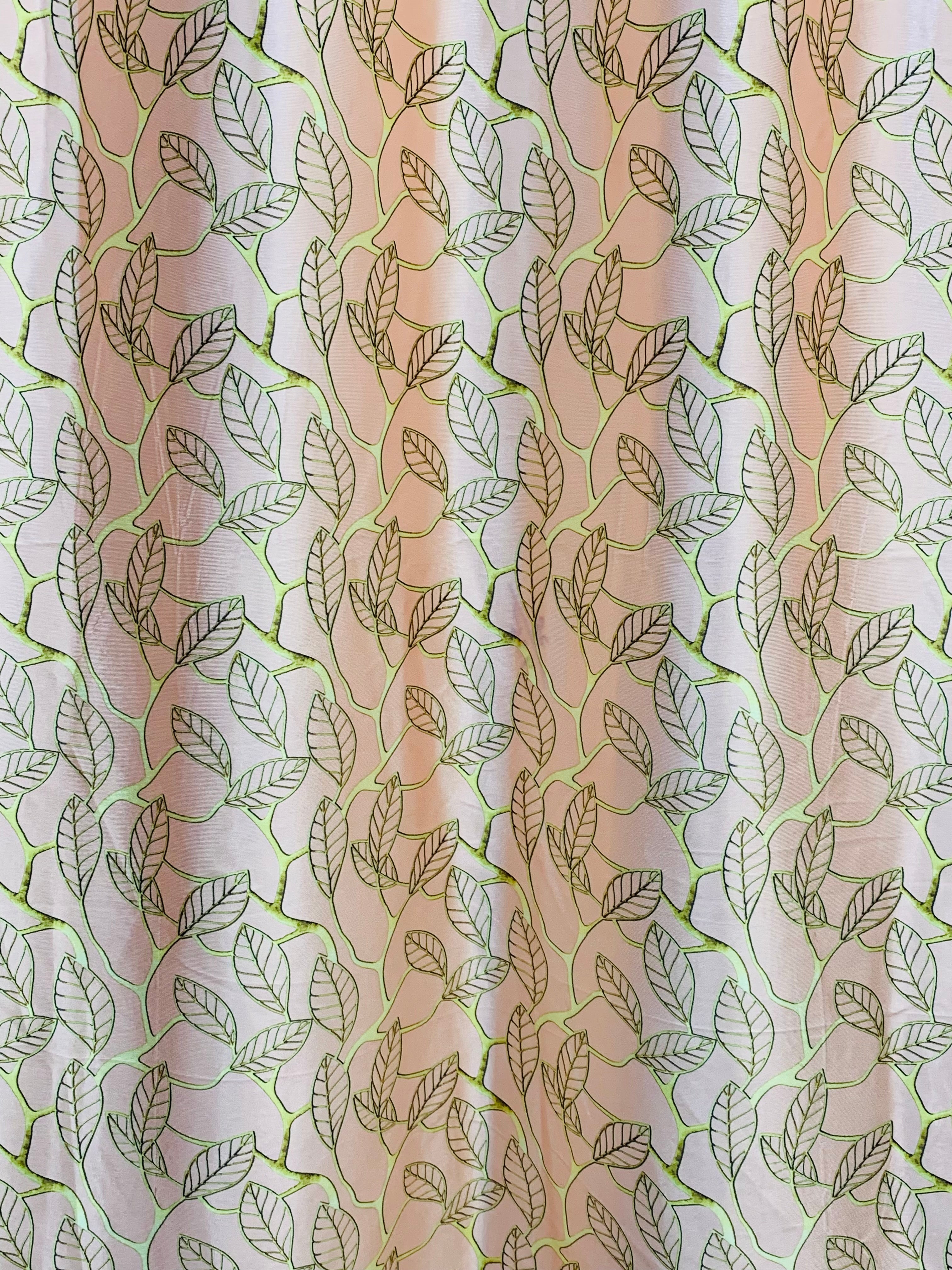 Leaves Print Curtain - Pastel Orange - PARDEWALE.in