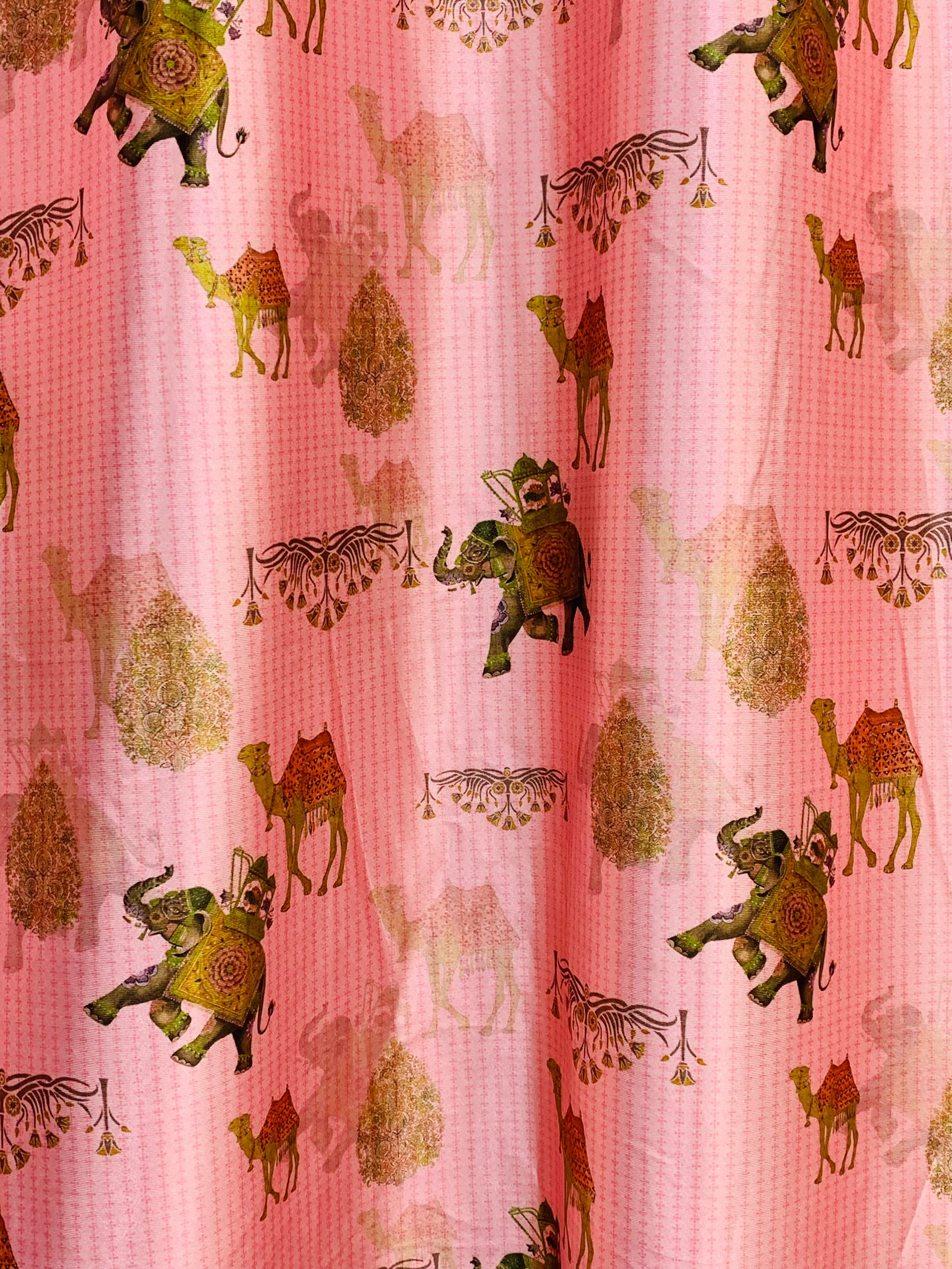 Traditional Print Curtain - Pastel Pink - PARDEWALE.in