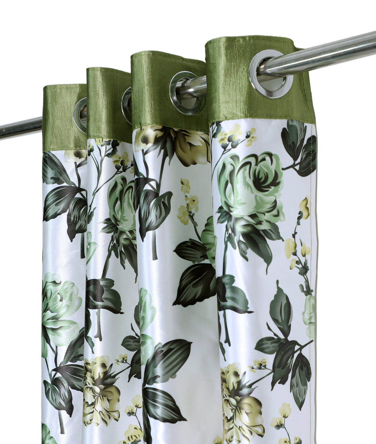 swiss magnolia printed curtain green