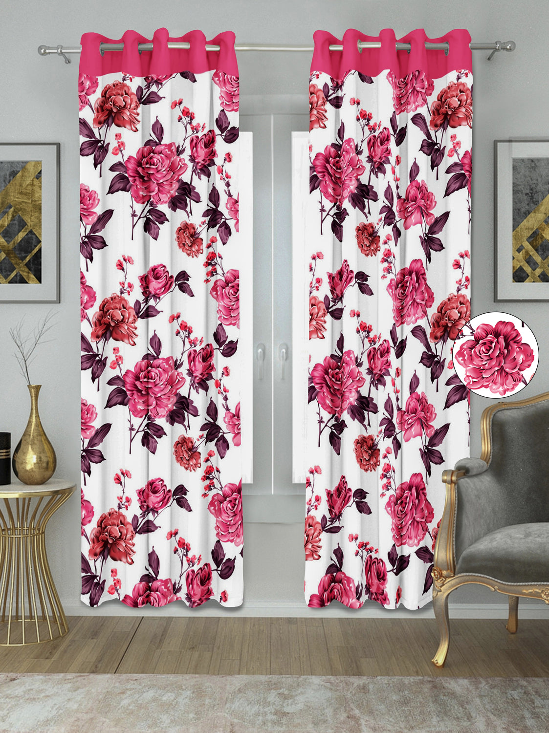 swiss magnolia printed curtain pink curtain