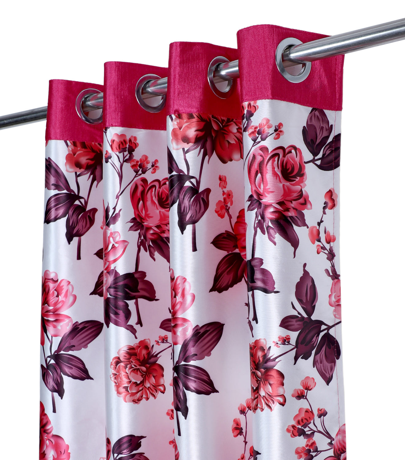 Swiss Magnolia Printed Curtain - Pink (Pack of 1)