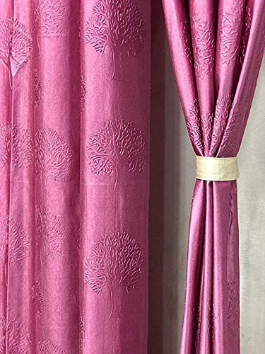 Tree Emboss Design Curtain - Pink - PARDEWALE.in
