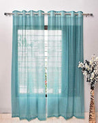 sheer net tissue blue curtain