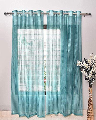 sheer net tissue blue curtain