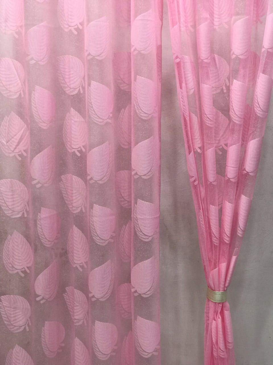 Leaf Design Pink Sheer