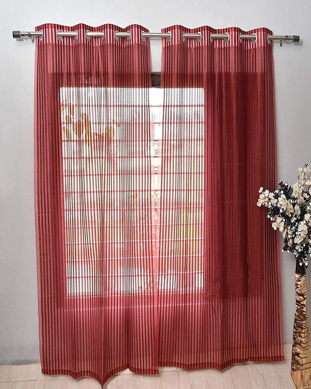 Sheer Net (Tissue) - Maroon - PARDEWALE.in
