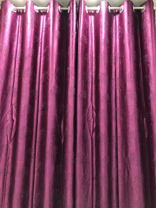 Tree Emboss Design Curtain - Wine - PARDEWALE.in